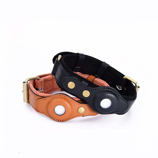 Soft Padded Leather Apple AirTag Dog Collar