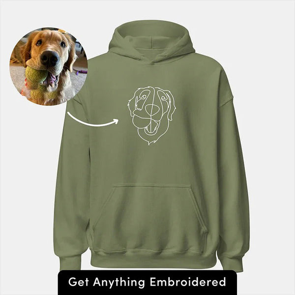 Custom Pet Avatar Cartoon Line Drawing Embroidered Sweatshirt/Hoodie